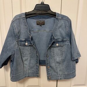 Short sleeve jean jacket short sleeves, button front